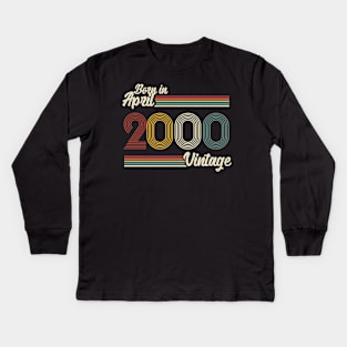 Vintage Born In April 2000 Kids Long Sleeve T-Shirt